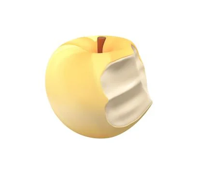 3D icon Bitten Yellow Apple Stock Illustration