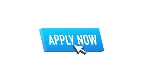 3d icon with blue apply now button on yellow background. 3d . Pointer click. Red Stock Footage 197023812