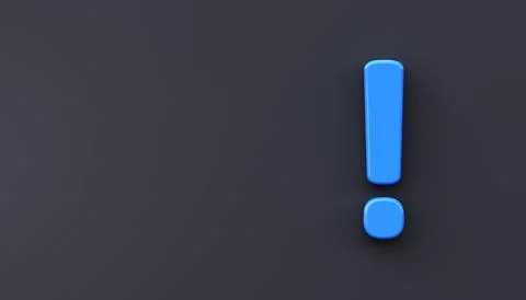 3D icon of blue exclamation mark on black background. Stock Illustration