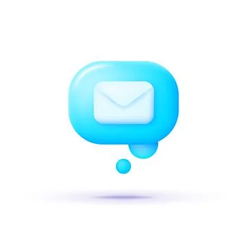 3d icon with blue message for concept design. Dialog, chat speech bubble Illustrazione stock
