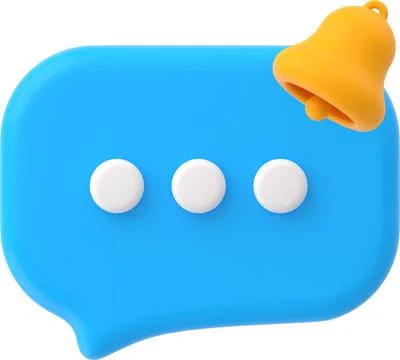 3d icon of blue speech bubble with bell Stock Illustration
