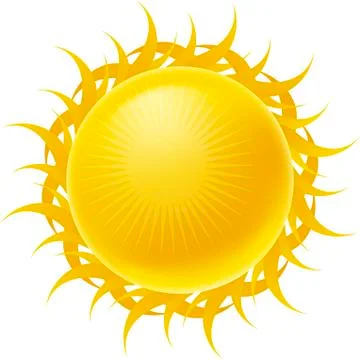 3D icon of brilliant sun with lights and shadows. Stock Illustration
