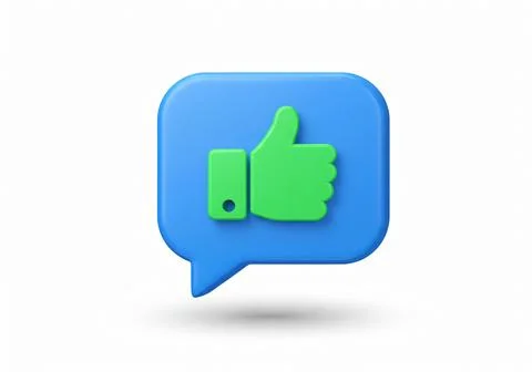 3D Icon, A chat bubble featuring a thumbs-up icon, symbolizing positive comm イラスト素材