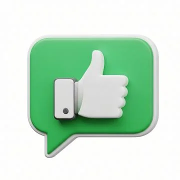 3D Icon, A chat bubble featuring a thumbs-up icon, symbolizing positive comm イラスト素材