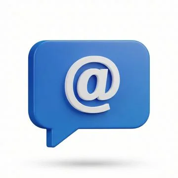 3D Icon, A chat bubble icon with a mention symbol, ideal for social media an イラスト素材