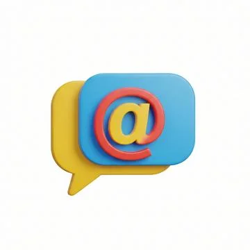 3D Icon, A chat bubble icon with a mention symbol, ideal for social media an イラスト素材