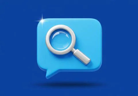 3D Icon, A chat bubble with a magnifying glass symbolizing communication and イラスト素材