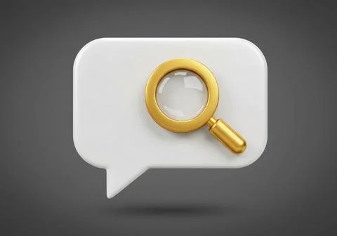 3D Icon, A chat bubble with a magnifying glass symbolizing communication イラスト素材