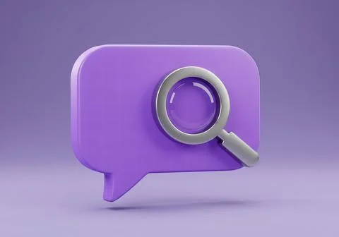 3D Icon, A chat bubble with a magnifying glass symbolizing communication イラスト素材
