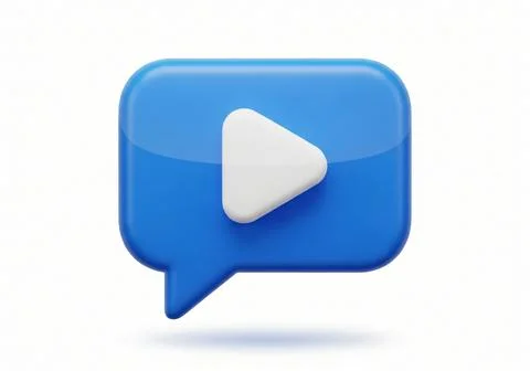 3D Icon, A chat bubble with a play button, symbolizing communication イラスト素材