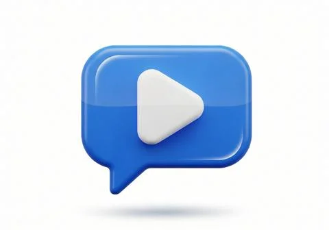 3D Icon, A chat bubble with a play button, symbolizing communication イラスト素材