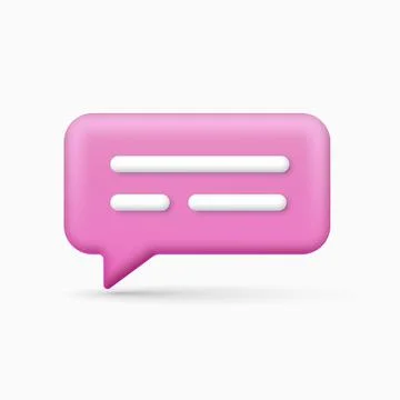 3d icon chat message in pink color on a white background. Chatting box, message Stock Illustration