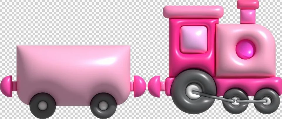 3d icon children's constructor train with trailers. The concept of preschoo.. 스톡 일러스트