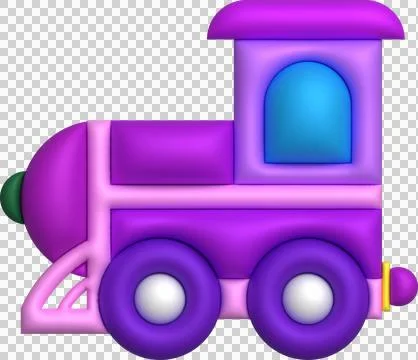 3d icon children's constructor train with trailers. The concept of preschoo.. Stock Illustration