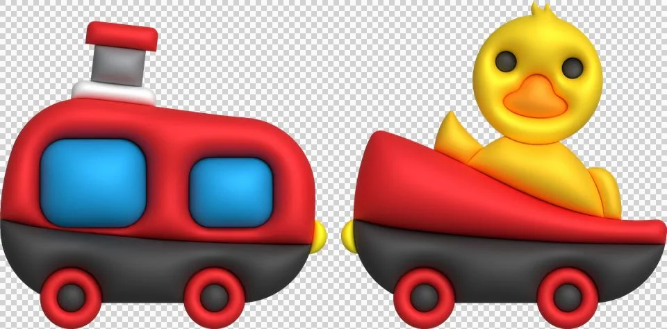 3d icon children's constructor train with trailers. The concept of preschoo.. 스톡 일러스트