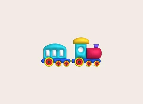 3d icon children's constructor train with trailers. The concept of preschoo.. Stock Illustration