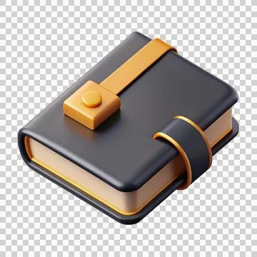 3d ICON OF CLOSED NOTEBOOK, GOLDEN AND BLACK PREMIUM LOOK Stock Illustration