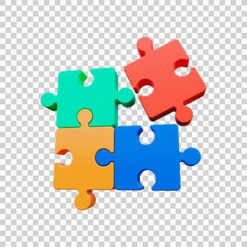 3d icon of colored puzzle pieces. Teamwork concept Illustrazione stock