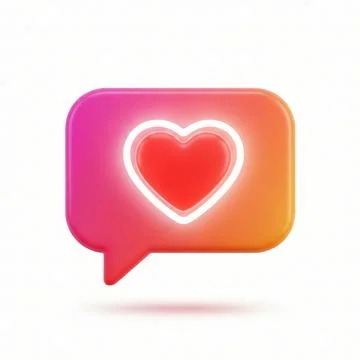 3D Icon, A colorful chat bubble with a heart symbol, representing affection イラスト素材