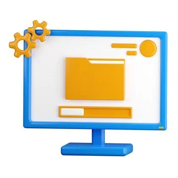 3d icon. Computer icon for downloading files. Opening files, unpacking from.. 스톡 일러스트