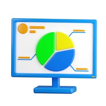 3d icon. Computer icon with infographics on display. イラスト素材