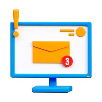 3D icon. Computer icon for sending letters. Stock Illustration