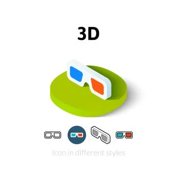3D icon in different style Stock Illustration