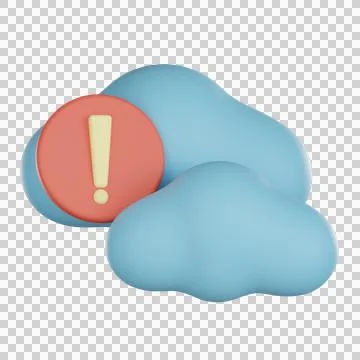3d icon with empty states and alert symbol in red circle on blue cloud shap.. Stock Illustration