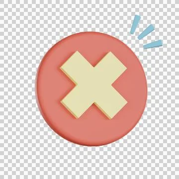 3d icon with empty states showing cross symbol on round button with blue ac.. 库存插图