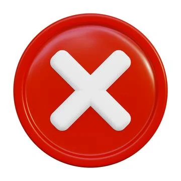3d icon. Error sign in red glass round frame. Denied access. Stock Illustration
