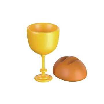 3d icon eucharist bread and vine. Sacrament of Holy Communion Religion Christian Illustrazione stock