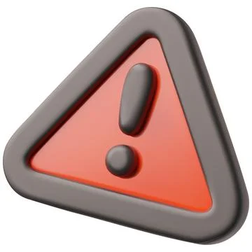 A 3D icon of an exclamation mark in a red triangle. Stock Illustration
