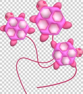 3d icon. Flying a turtle kite and clouds in the colorful sky. Summer icon. Stock Illustration