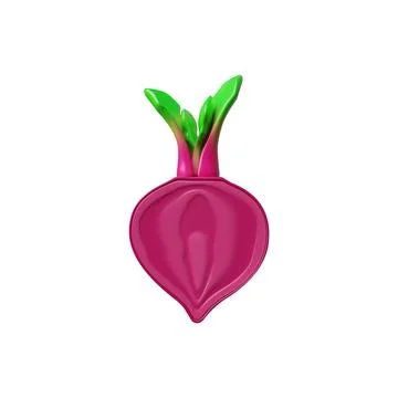 3D icon of fresh beet half, vegetarian food. Isolated background. Stock Illustration