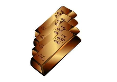 3d icon of gold bars on a white background. 3d illustration. Eps-10. Stock Illustration