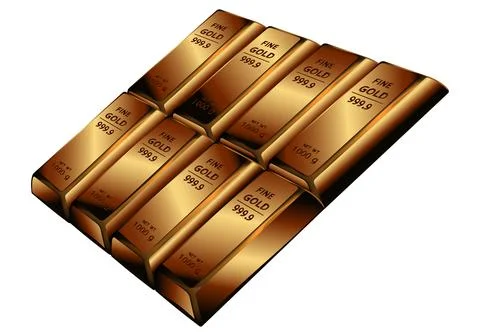 3d icon of gold bars on a white background. 3d illustration. Eps-10. Stock Illustration