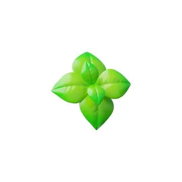3D icon of green basil leaves, known for its health benefits for a healthy diet. Stock Illustration