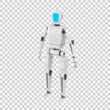 3D icon illustration of a humanoid robot standing upright with a modern, slee Stock Illustration