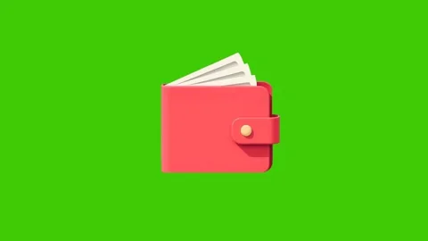 3d icon illustration of red wallet on green background Stock Footage 297066932