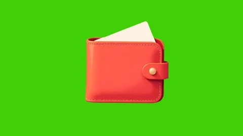 3d icon illustration of red wallet on green background Stock Footage 297066935