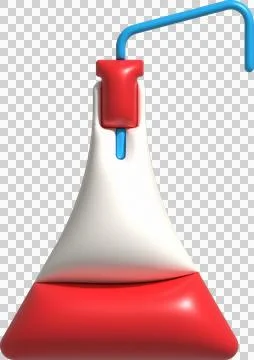 3D icon. Isolated flask or flask for chemistry. Laboratory glassware for me.. イラスト素材