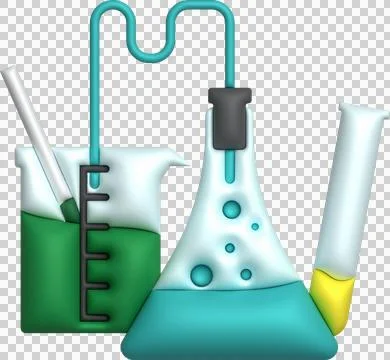 3D icon. Isolated flask or flask for chemistry. Laboratory glassware for me.. Stock Illustration