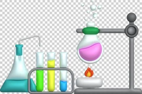 3D icon. Isolated flask or flask for chemistry. Laboratory glassware for me.. Stock Illustration