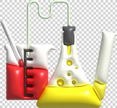 3D icon. Isolated flask or flask for chemistry. Laboratory glassware for me.. Stock Illustration