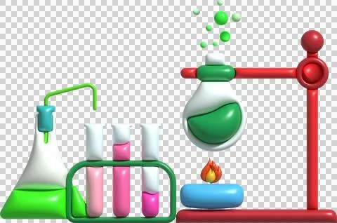 3D icon. Isolated flask or flask for chemistry. Laboratory glassware for me.. Stock Illustration