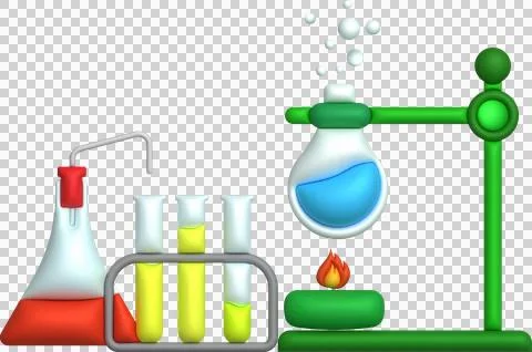 3D icon. Isolated flask or flask for chemistry. Laboratory glassware for me.. Stock Illustration