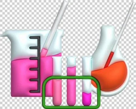3D icon. Isolated flask or flask for chemistry. Laboratory glassware for me.. イラスト素材