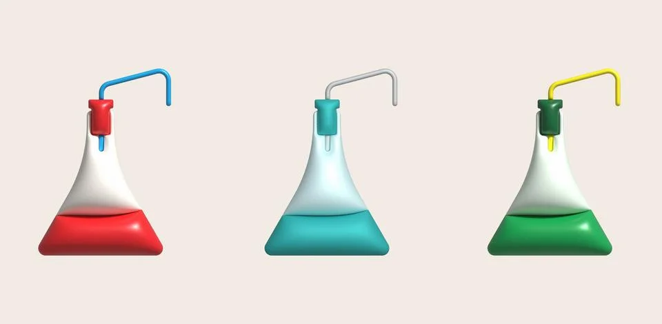 3D icon. Isolated flask or flask for chemistry. Laboratory glassware for me.. イラスト素材