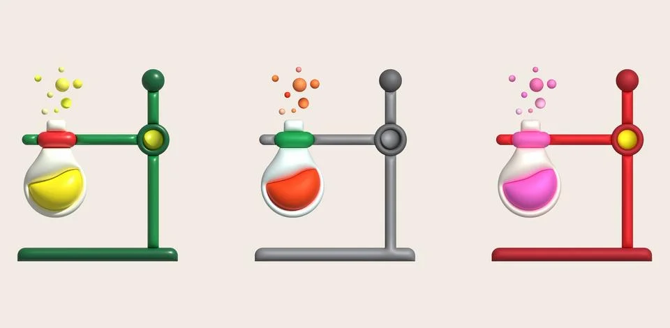 3D icon. Isolated flask or flask for chemistry. Laboratory glassware for me.. イラスト素材