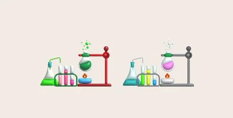 3D icon. Isolated flask or flask for chemistry. Laboratory glassware for me.. 스톡 일러스트